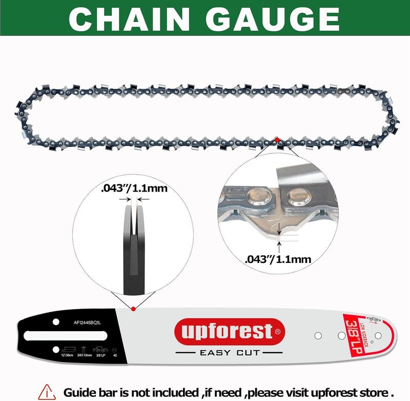 UPFOREST 3PC 12" Chainsaw Chain For DEWALT DCCS620B DCCS620P1 DCCS620BWPR320B 20V ，RYOBI RY40509BTL RY40590-CMB1,WORX WG380 40V, Black & Decker LCS1240 40-Volt(90EOPX45) - Image 5